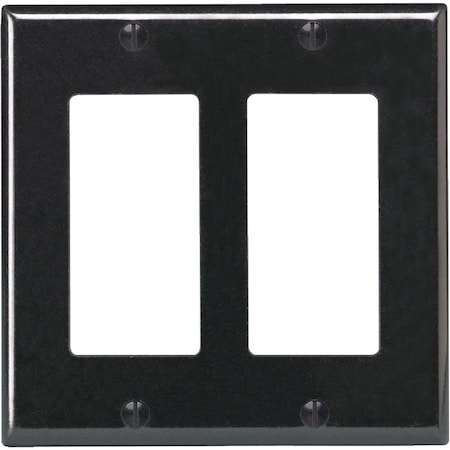 Leviton Decora 2-Gang Smooth Plastic Rocker Decorator Wall Plate, Black 004-80409-00E